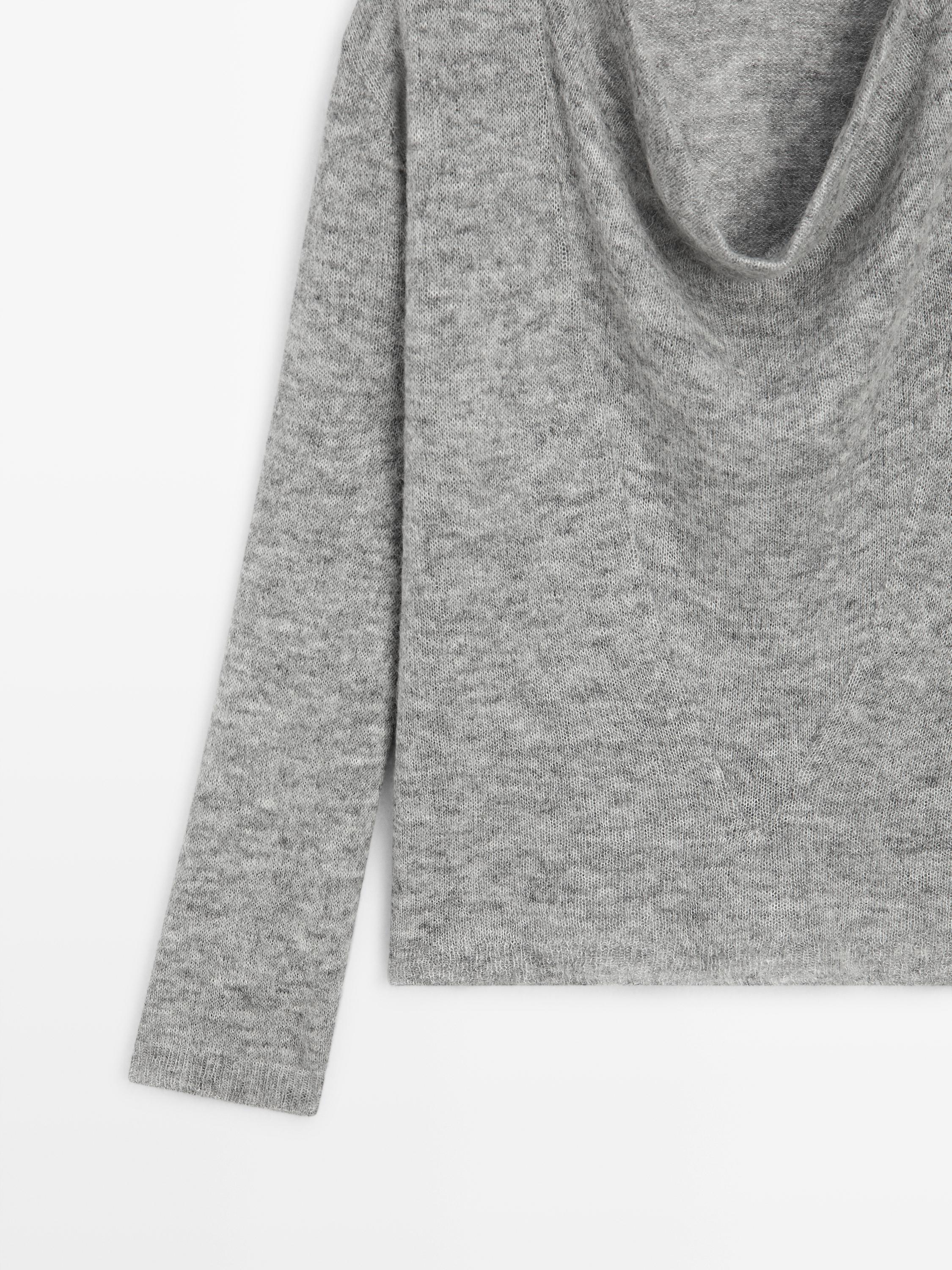 Knit sweater with cowl neck